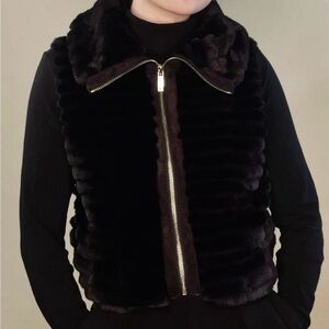 Calvin Klein Black Faux Fur Vest
